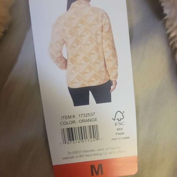 NWT Hurley Ladies' Snap Plush Pullover in Orange Medium - Picture 5 of 11